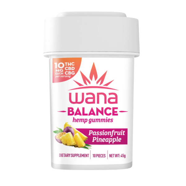 Wana Classics Gummy 10mg D9 10mg CBD 10mg CBG 10pk / Balance Passionfruit Pineapple